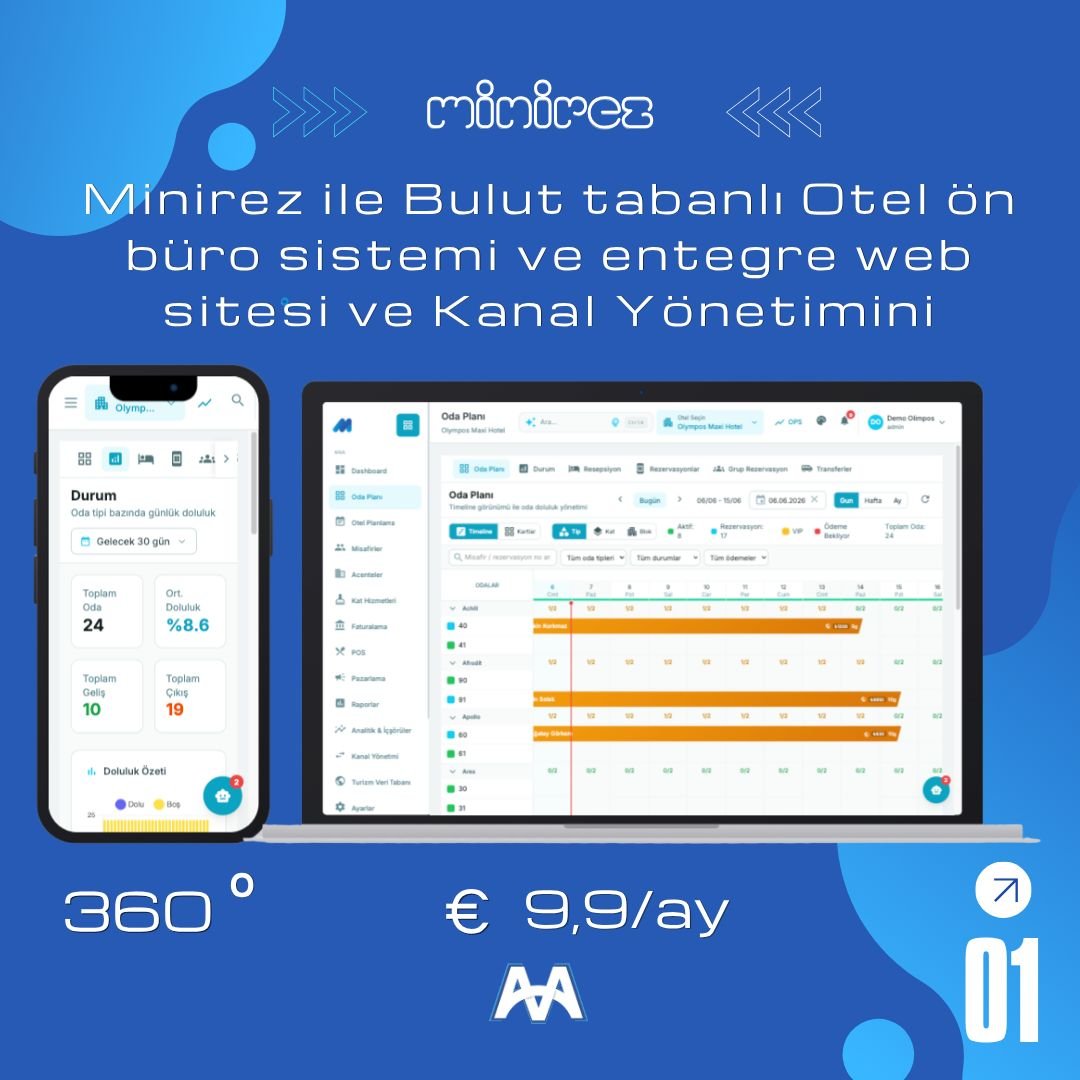 minirez bulut otel yönetimi, POS entegrasyonu, web sitesi ve kanal yönetimiyle tanışın.
