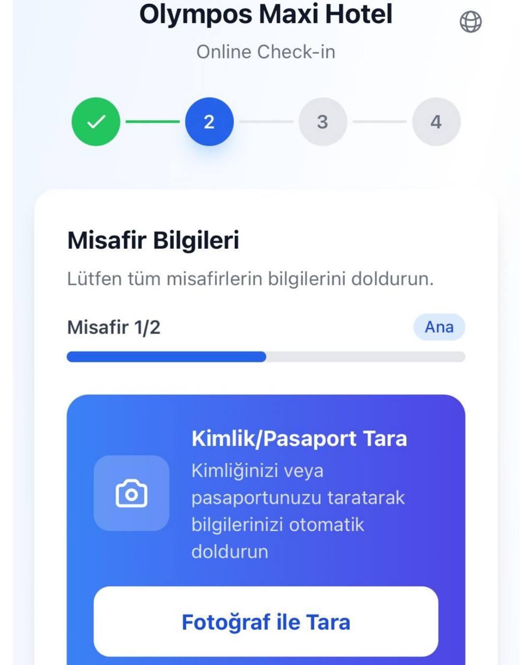 Otel misafirleriniz güvenli online giriş işlemini kendi telefonlarından tamamlasın.