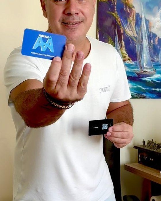 AdviceAI business card scanning: turn physical business cards into digital contacts in seconds.
